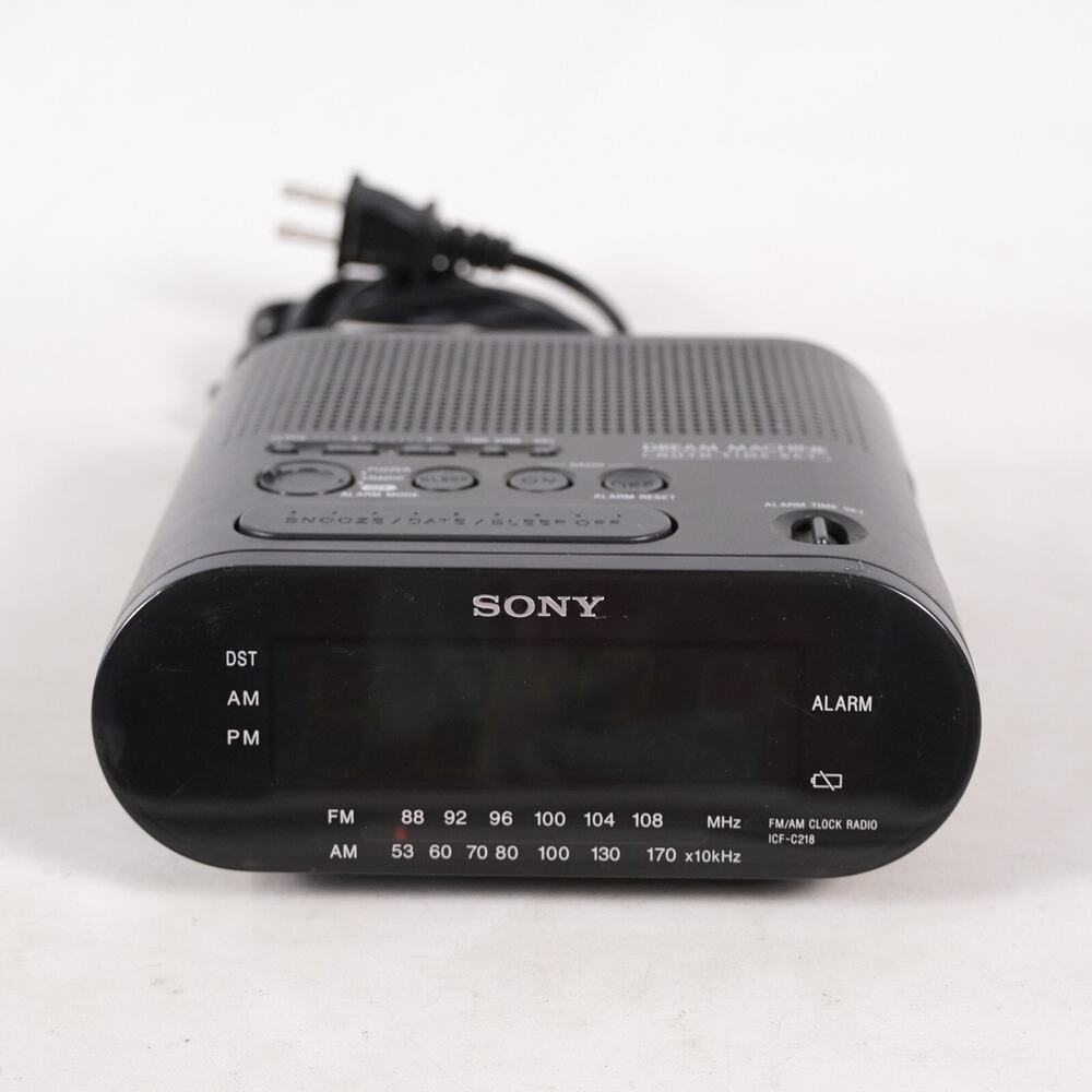 Sony Dream Machine Dual Alarm Clock AM FM LED Radio ICF-C218 Auto Time Set Black